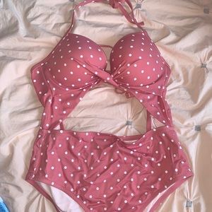 Pink polka dots swimsuit